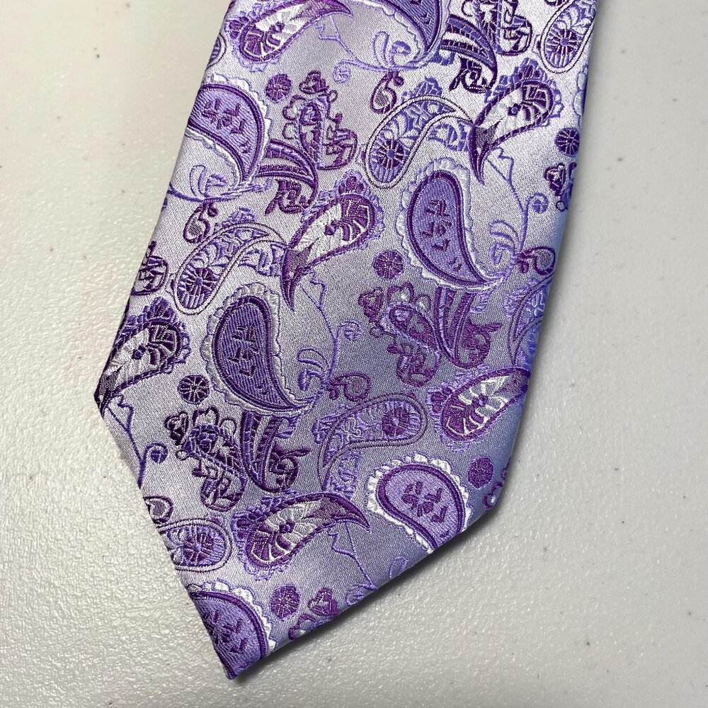 Emilio Ponti Roma Milano Purple Paisley 100% Silk Tie Handmade In Italy